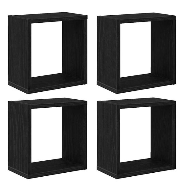 vidaXL P&oacute;łki ścienne z p&oacute;łką Czarny Dąb Materiał drewnopochodny