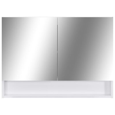 vidaXL Szafka łazienkowa z lustrem i LED, biała, 80x15x60 cm, MDF
