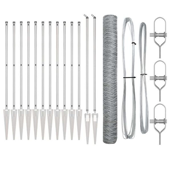 vidaXL Słupek ogrodzeniowy. Srebrny 10 x 1,2 m (siatka 36 mm) Stal