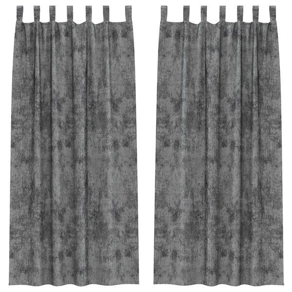 vidaXL Zasłony z weluru z zasłonami 2 pcs Szary 225 x 140 cm Aksamit