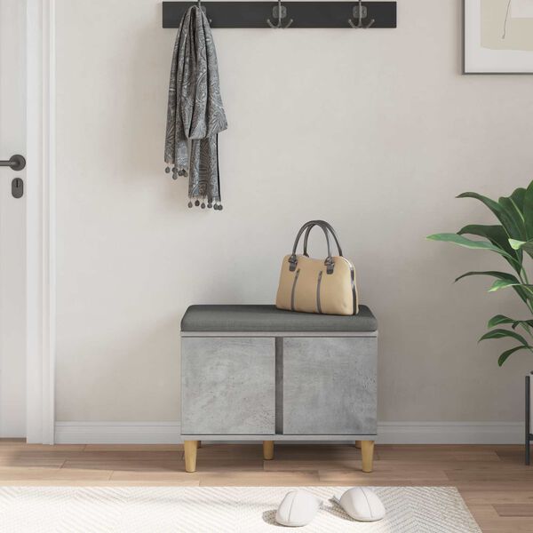 vidaXL Ławka w przedpokoju z poduszką Betonowy szary 60 x 38 x 46 cm