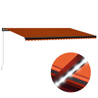 vidaXL Ręcznie zwijana markiza z LED, 600x300 cm, pomarańczowo-brązowa