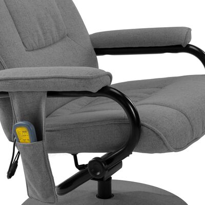 vidaXL Rozkładany fotel do masażu z podnóżkiem, jasnoszary, tkanina