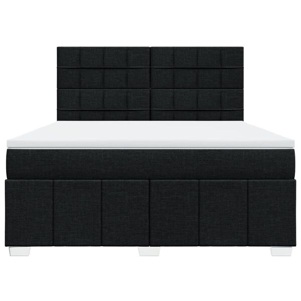 vidaXL Ł&oacute;żko kontynentalne z materacem, czarne, tkanina 180x200 cm