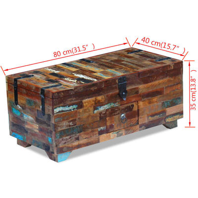vidaXL Stolik kawowy-skrzynia z drewna odzyskanego 80x40x35 cm
