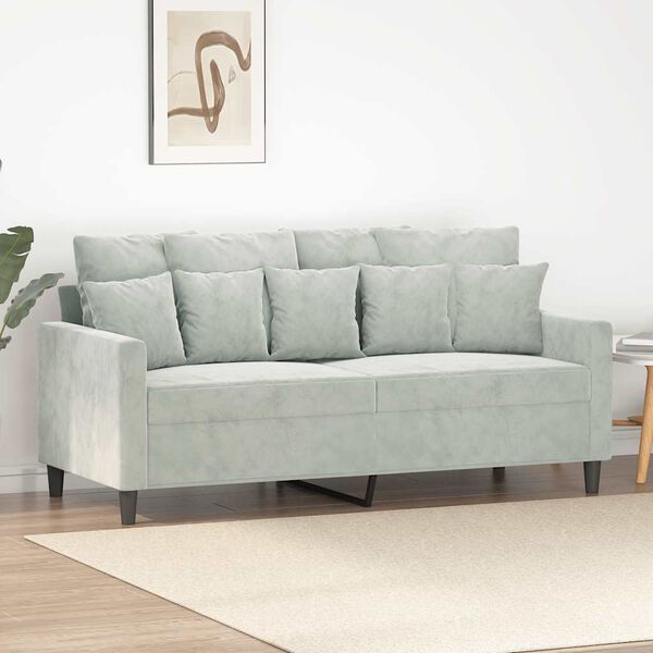 vidaXL Sofa 2-osobowa, jasnoszara, 140 cm, tapicerowana aksamitem