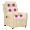vidaXL Elektryczny fotel masujący, kremowy, tkanina