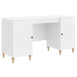 vidaXL Biurko Błyszcząca biel 142,5 x 50 x 75 cm Drewno inżynieryjne