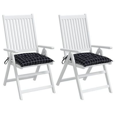 vidaXL Poduszki na krzesła, 2 szt., czarne w kratę, 40x40x7 cm