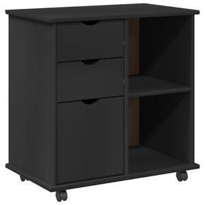 vidaXL Rolkowa szafka 63,5 x 39 x 65,5 cm Lite drewno sosnowe Czarny