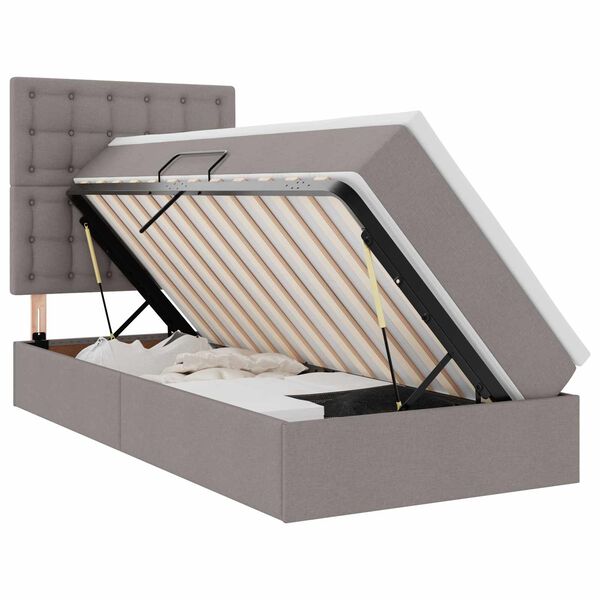 vidaXL Ł&oacute;żko z miejscem na przechowywanie i LED Ciemnoszary Poliester