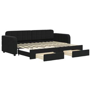 vidaXL Sofa rozsuwana z szufladami, czarna, 80x200 cm, aksamit