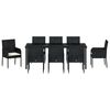 vidaXL Zestaw do jadalni w ogrodzie z poduszką 9 pcs Czarny polirattan