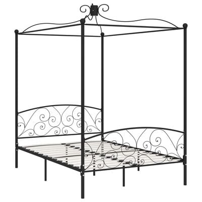 vidaXL Rama łóżka z baldachimem, czarna, metalowa, 120 x 200 cm