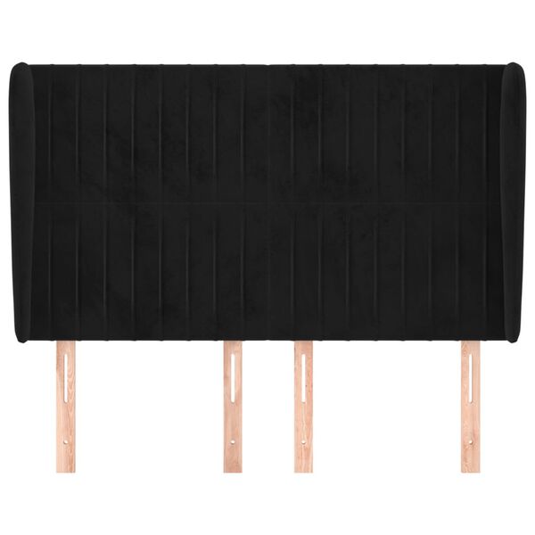 vidaXL Zagł&oacute;wek uszak, czarny, 147x23x118/128 cm, aksamit