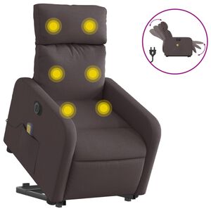 vidaXL Podnoszony fotel masujący, elektryczny, rozkładany, ciemny brąz