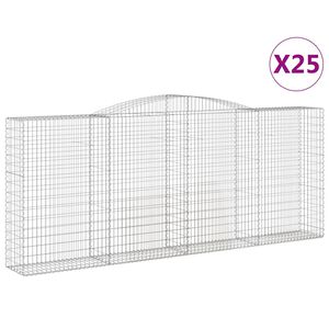 vidaXL Kosze gabionowe, 25 szt, 400x50x160/180cm, galwanizowane żelazo