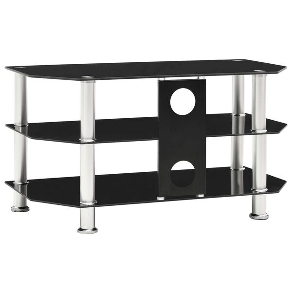 vidaXL Szafka pod TV, czarna, 75x40x40 cm, hartowane szkło