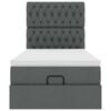 vidaXL Ł&oacute;żko otomana z materacem i LED, ciemnoszary, 90x200 cm tkanina