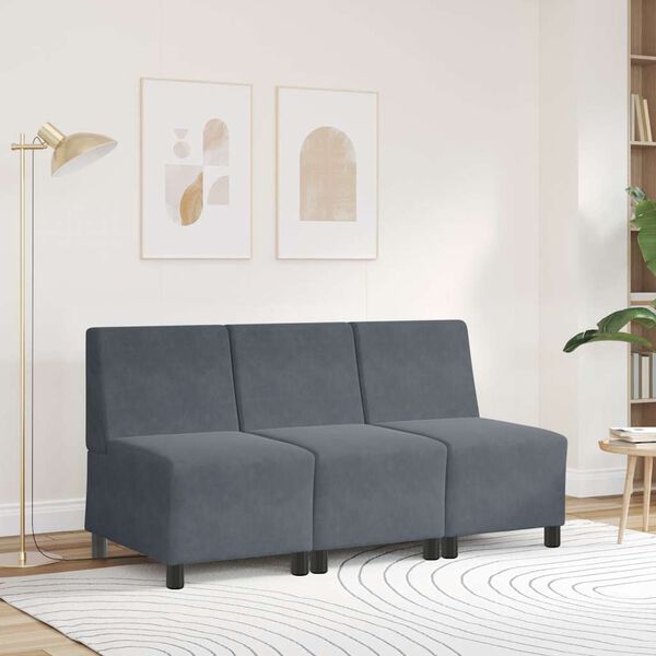 vidaXL Modułowa sofa bez podłokietnik&oacute;w Ciemnoszara 55 cm Aksamit