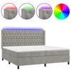 vidaXL Ł&oacute;żko kontynentalne z materacem i LED, szare 200x200cm, aksamit