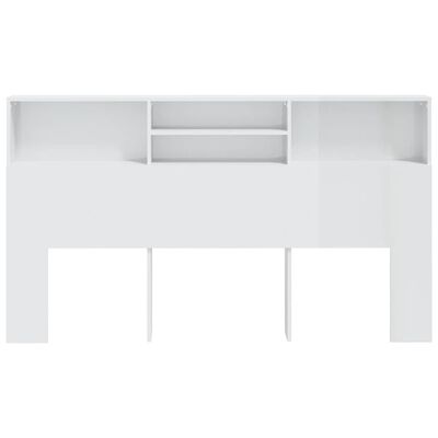 vidaXL Wezgłowie łóżka z półkami, biel z połyskiem, 180x19x103,5 cm