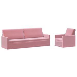 vidaXL Zestaw Sof 2 pcs r&oacute;żowy Welur