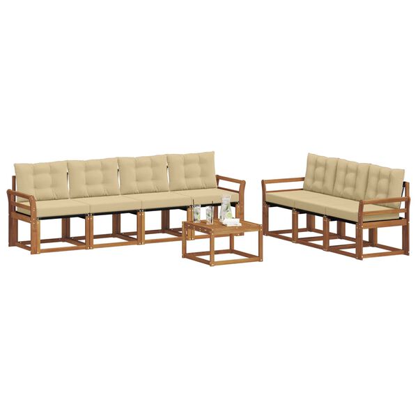 vidaXL Zestaw sof na zewnątrz z poduszką 8 pcs Naturalny i Beżowy