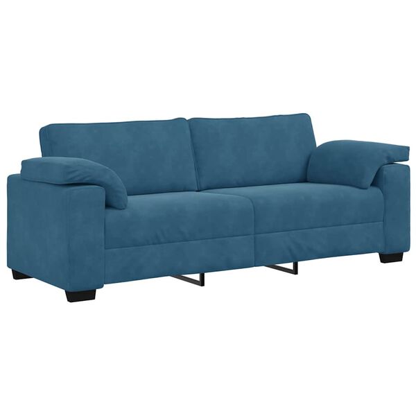 vidaXL Sofa 3-osobowa, niebieska 220x77x82 cm, aksamit
