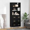 vidaXL Highboard z szufladą Czarny Dąb 69,5 x 32,5 x 180 cm