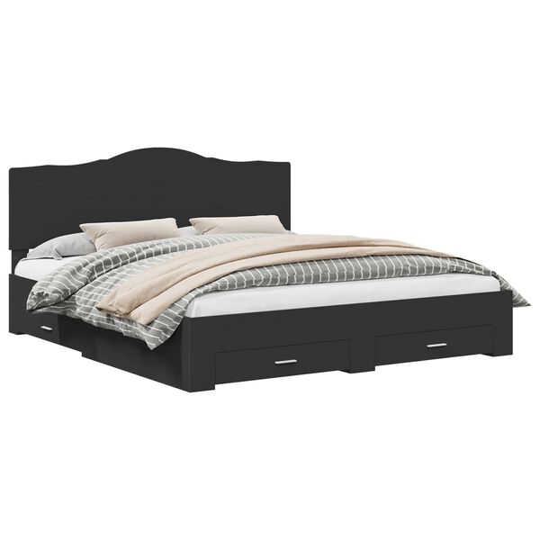 vidaXL Ramka ł&oacute;żka Czarny 200 x 200 cm Materiał drewnopochodny