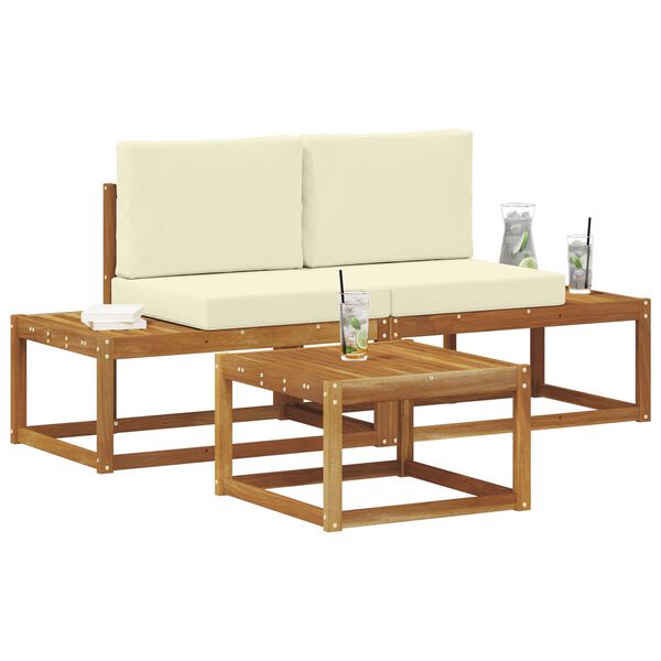 vidaXL Zestaw sof na zewnątrz z poduszką 3 pcs Naturalny