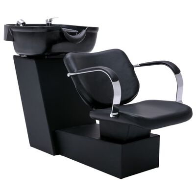 vidaXL Myjnia fryzjerska, fotel z umywalką, czarna, 137x59x82 cm