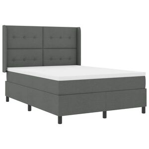 vidaXL Ł&oacute;żko z sprężyną LED Ciemnoszary 140 x 190 cm tkanina