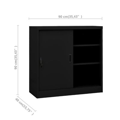 vidaXL Szafka biurowa z przesuwnymi drzwiami, czarna, 90x40x90 cm