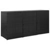vidaXL Osłona na 3 kosze na śmieci, czarna, 229x78x120 cm, rattan PE