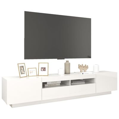vidaXL Szafka TV z oświetleniem LED, biel z połyskiem, 200x35x40 cm