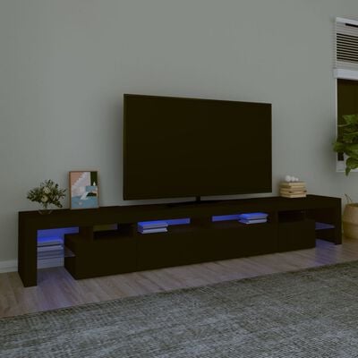 vidaXL Szafka pod TV z oświetleniem LED, czarna, 260x36,5x40 cm