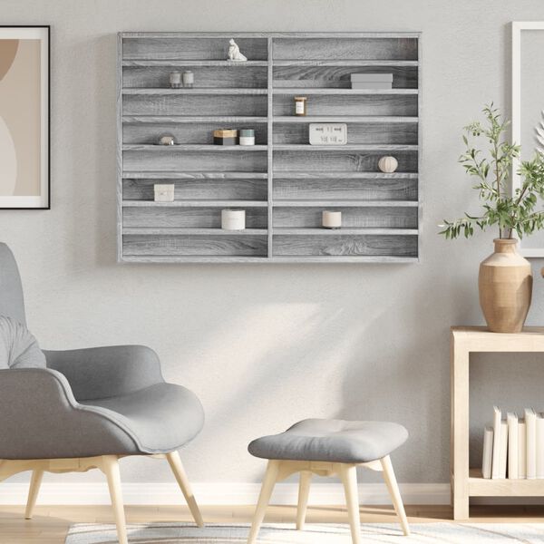 vidaXL Witryna, szary dąb sonoma, 100x8,5x75, materiał drewnopochodny