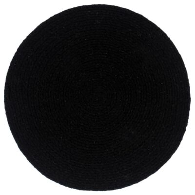vidaXL Maty na stół, 4 szt., gładkie, czarne, 38 cm, okrągłe, bawełna