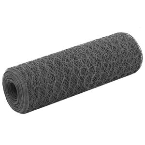vidaXL Ogrodzenie z siatki, stal i PVC, 25x0,5 m, szare