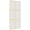 vidaXL Drzwi przesuwne, złote, 90x205 cm, mrożone szkło ESG, aluminium