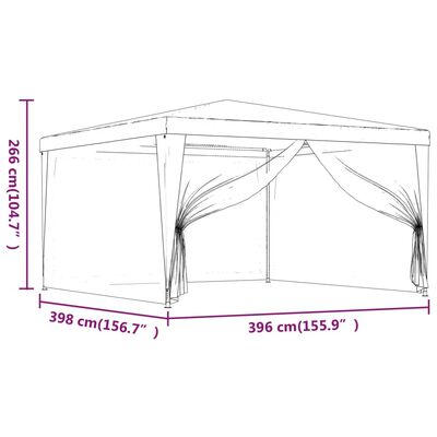 vidaXL Namiot imprezowy z 4 ścianami z siatki, antracyt, 4x4 m, HDPE