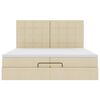 vidaXL Rama ł&oacute;żka otomana z materacami, kremowa, 200x200 cm, tkanina