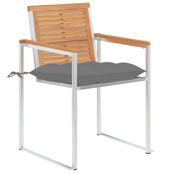 vidaXL Krzesła ogrodowe z poduszkami, 2 szt., drewno tekowe i stal