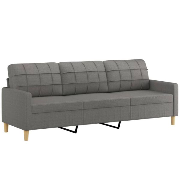 vidaXL Sofa 3-osobowa, ciemnoszara, 210 cm, tapicerowana tkaniną