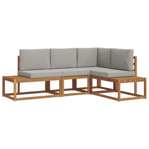 vidaXL Zestaw sof na zewnątrz 4 Sztuka Naturalny i Jasny Szary