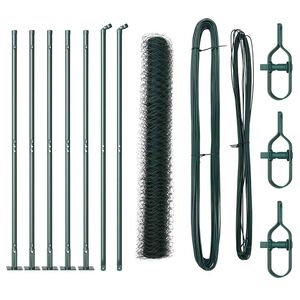 vidaXL Słupek ogrodzeniowy. Zielony 10 x 1 m (siatka 50 mm) Stal i PVC