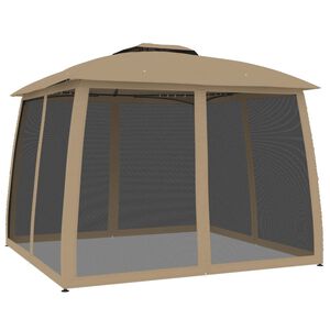 vidaXL Altana z podw&oacute;jnym dachem i siatką wok&oacute;ł, taupe, 2,93x2,93 m