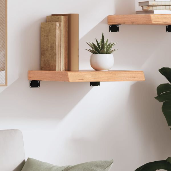 vidaXL P&oacute;łka, brązowa, 40x40x(2-6) cm, lakierowane lite drewno dębowe